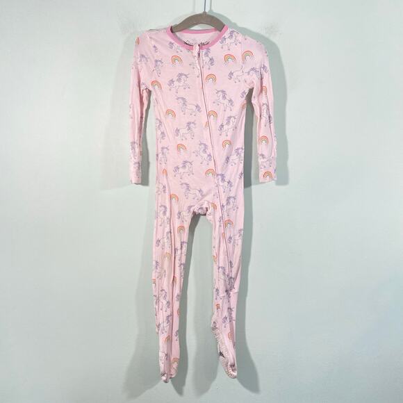 Free Birdees Pink Unicorn Full Zip Bamboo Footed Pajamas Size 18-24M - Picture 1 of 5